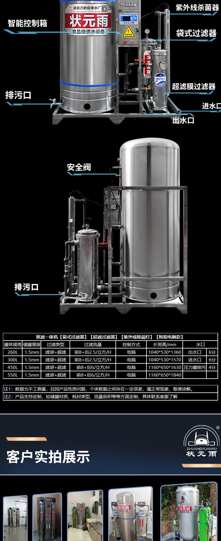 状元雨单滤双滤供水一体机